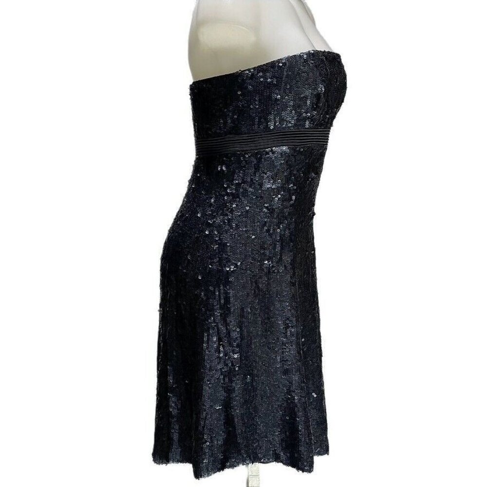 Strapless Black Sequin Cocktail Dress Knee-Length by BADGLEY MISCHKA - Picture 3 of 14